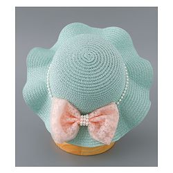 Babyhug Straw Hat with Bow Applique - Blue