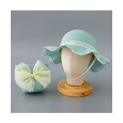 Babyhug Straw Hat with Bow Applique and Purse - Blue
