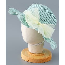 Babyhug Straw Hat with Bow Applique and Purse - Blue