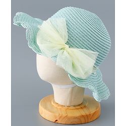 Babyhug Straw Hat with Bow Applique and Purse - Blue