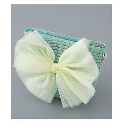 Babyhug Straw Hat with Bow Applique and Purse - Blue