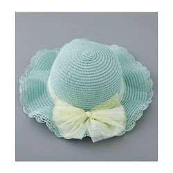 Babyhug Straw Hat with Bow Applique and Purse - Blue