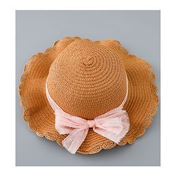 Babyhug Straw Hat with Bow Applique and Purse - Blue