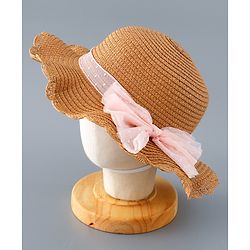 Babyhug Straw Hat with Bow Applique and Purse - Blue