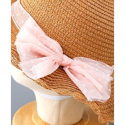 Babyhug Straw Hat with Bow Applique and Purse - Blue