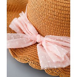 Babyhug Straw Hat with Bow Applique and Purse - Blue