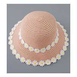 Babyhug Straw Hat Flower Design and Purse - Pink