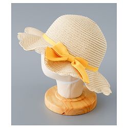 Babyhug Straw Hat with Bow Applique and Purse - Beige