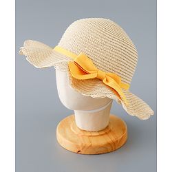 Babyhug Straw Hat with Bow Applique and Purse - Beige