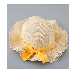 Babyhug Straw Hat with Bow Applique and Purse - Beige