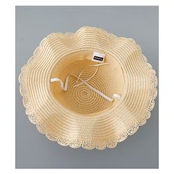Babyhug Straw Hat with Bow Applique and Purse - Beige