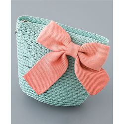 Babyhug Straw Hat with Bow Applique and Purse - Beige