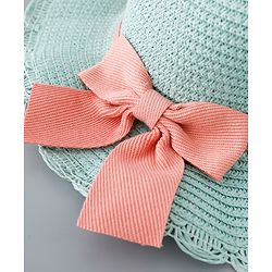 Babyhug Straw Hat with Bow Applique and Purse - Beige