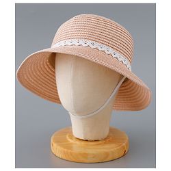 Babyhug Straw Hat with Flower and Bunny Applique - Pink