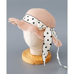 Babyhug Straw Hat with Bow Applique and Purse - Pink