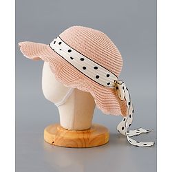Babyhug Straw Hat with Bow Applique and Purse - Pink