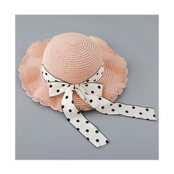 Babyhug Straw Hat with Bow Applique and Purse - Pink