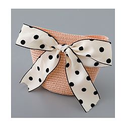 Babyhug Straw Hat with Bow Applique and Purse - Pink