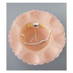Babyhug Straw Hat with Bow Applique and Purse - Pink