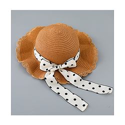 Babyhug Straw Hat with Bow Applique and Purse - Brown