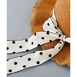 Babyhug Straw Hat with Bow Applique and Purse - Brown
