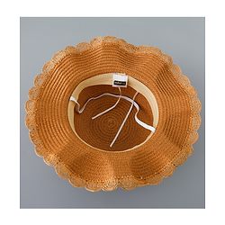 Babyhug Straw Hat with Bow Applique and Purse - Brown