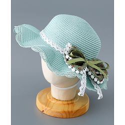 Babyhug Straw Hat with Bow Applique and Purse - Green