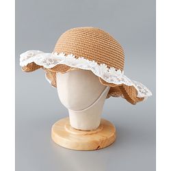 Babyhug Straw Hat Floral Design - Brown