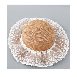 Babyhug Straw Hat Floral Design - Brown
