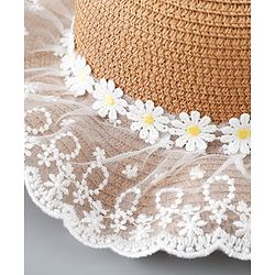 Babyhug Straw Hat Floral Design - Brown