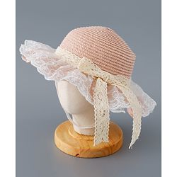 Babyhug Straw Hat with Bow Applique - Pink