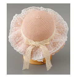 Babyhug Straw Hat with Bow Applique - Pink