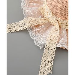 Babyhug Straw Hat with Bow Applique - Pink