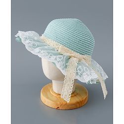 Babyhug Straw Hat with Bow Applique - Green