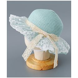 Babyhug Straw Hat with Bow Applique - Green