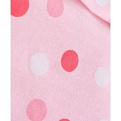 Babyhug Cotton Knit Full Sleeves Night Suit With Dots Print - Pink