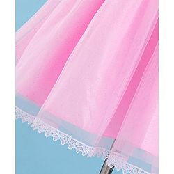 Babyhug Puffed Sleeves Sequinned & Corsage Detailing Party Frock - Pink
