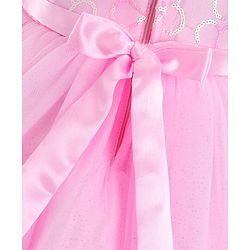 Babyhug Puffed Sleeves Sequinned & Corsage Detailing Party Frock - Pink