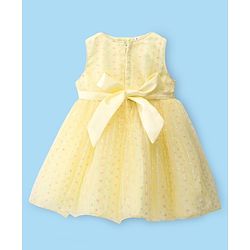 Babyhug Sleeveless Sequin Embroidered Party Frock with Floral Applique - Yellow