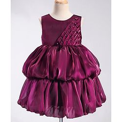 Babyhug Sleeveless Balloon Party Frock - Aubergine