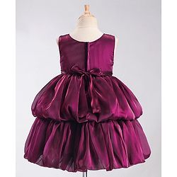 Babyhug Sleeveless Balloon Party Frock - Aubergine