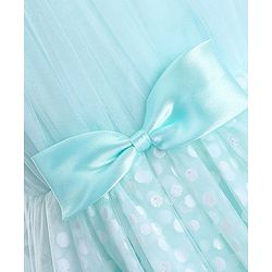 Babyhug Sleeveless Shimmery Party Frock with Bow Applique - Mint