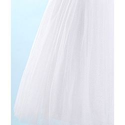 Babyhug Sleeveless  Glitter Printed Party Gown with Floral Applique - White