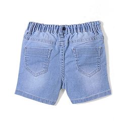 Babyhug Cotton Spandex Washed Denim Stretchable Shorts with Suspender - Blue