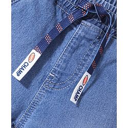 Babyhug Cotton Spandex Denim Full Length Washed Jogger With Stretch Solid Colour - Blue