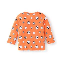 Babyhug Cotton Knit Full Sleeves Soccer Printed Night Suit - Orange