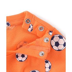 Babyhug Cotton Knit Full Sleeves Soccer Printed Night Suit - Orange