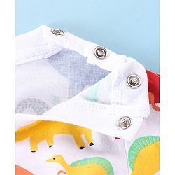 Babyhug Cotton Knit Full Sleeves Night Suit With Dino Print - White