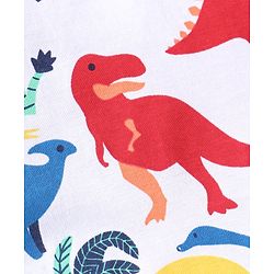 Babyhug Cotton Knit Full Sleeves Night Suit With Dino Print - White