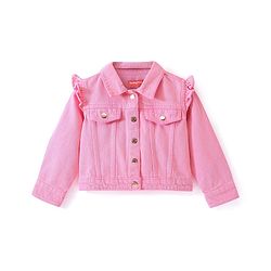 Babyhug 100% Cotton Woven Denim Jacket with Pockets -Pink